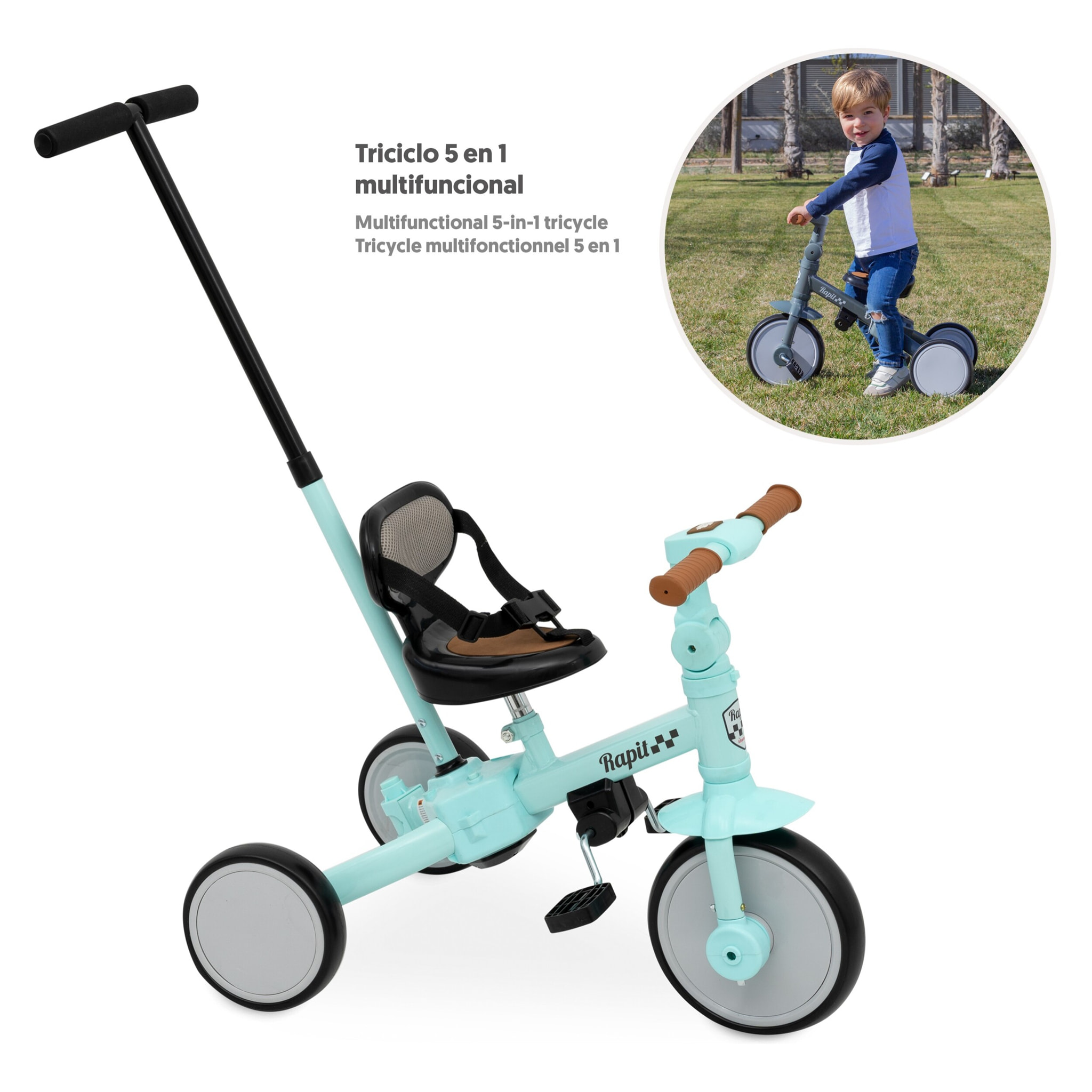 Triciclo Evolutivo Multifuncional para Bebés 5 en 1