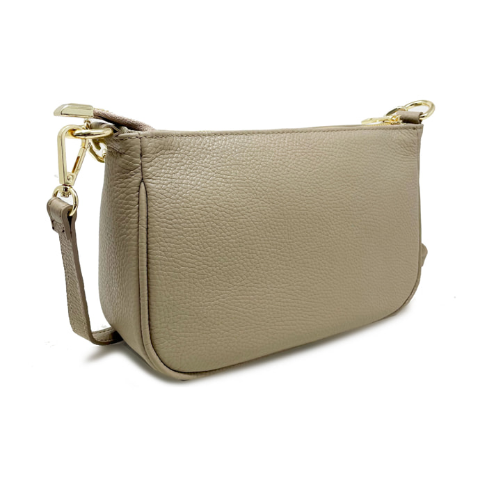 Chicca Borse - Tracollina Clutch Donna in Vera Pelle - Colore Fango