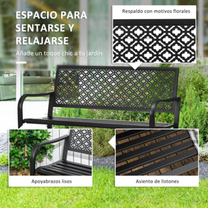 Banco de Jardín de Acero de 2 Plazas con Respaldo Decorativo 127x63x83 cm