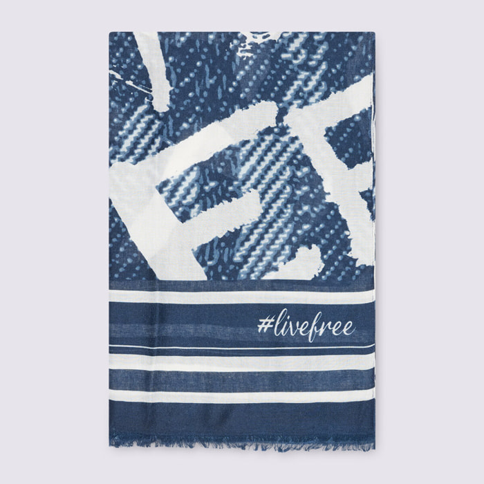 Fiorella Rubino - Foulard con estampado de letras - Azul