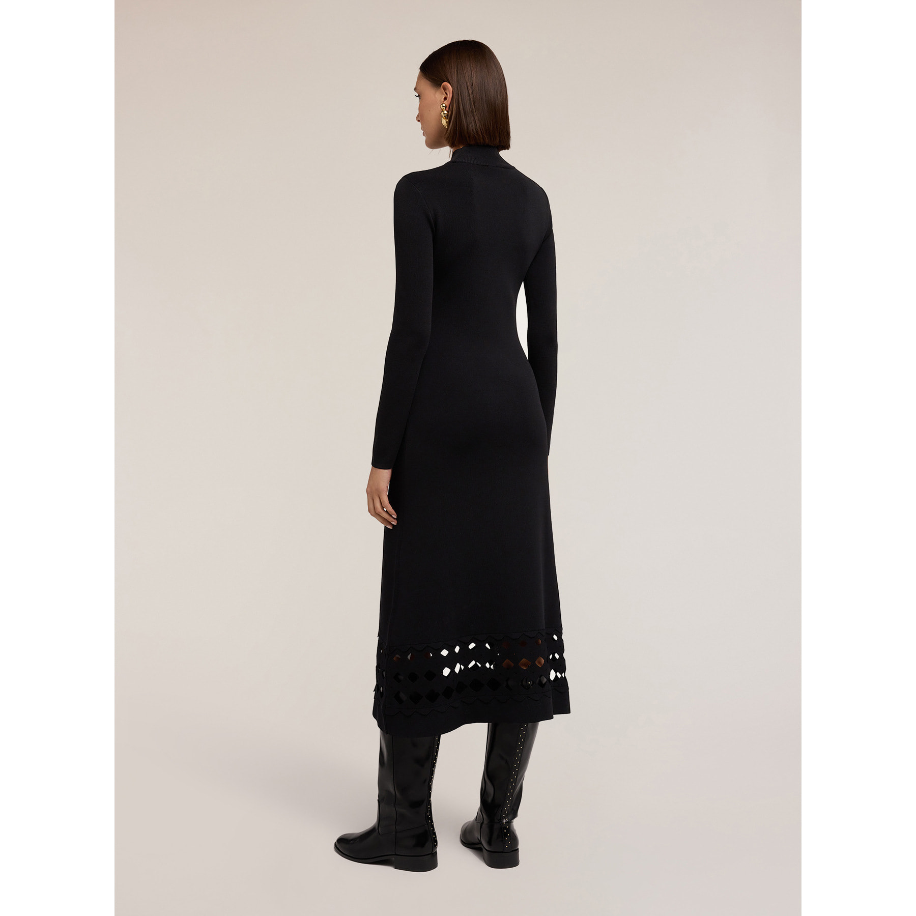 Motivi - Vestido de punto con abertura - Negro