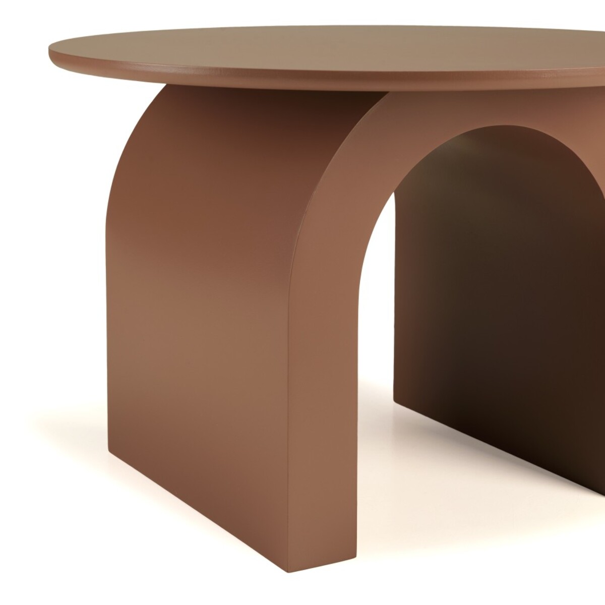 AGATHE - Table basse ronde en bois laqué terracotta D60cm