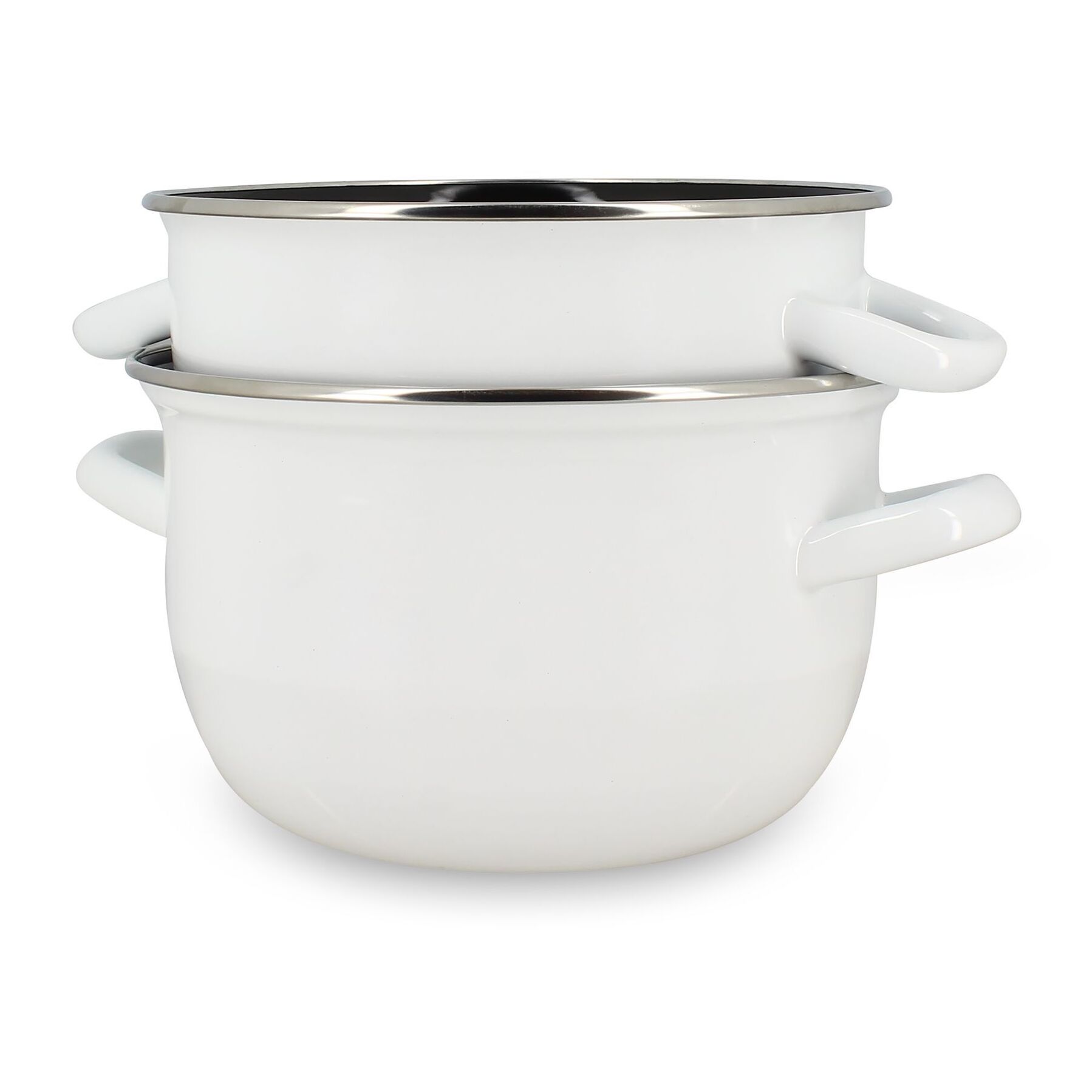 Marmite à moules 18cm en acier émaillé blanc