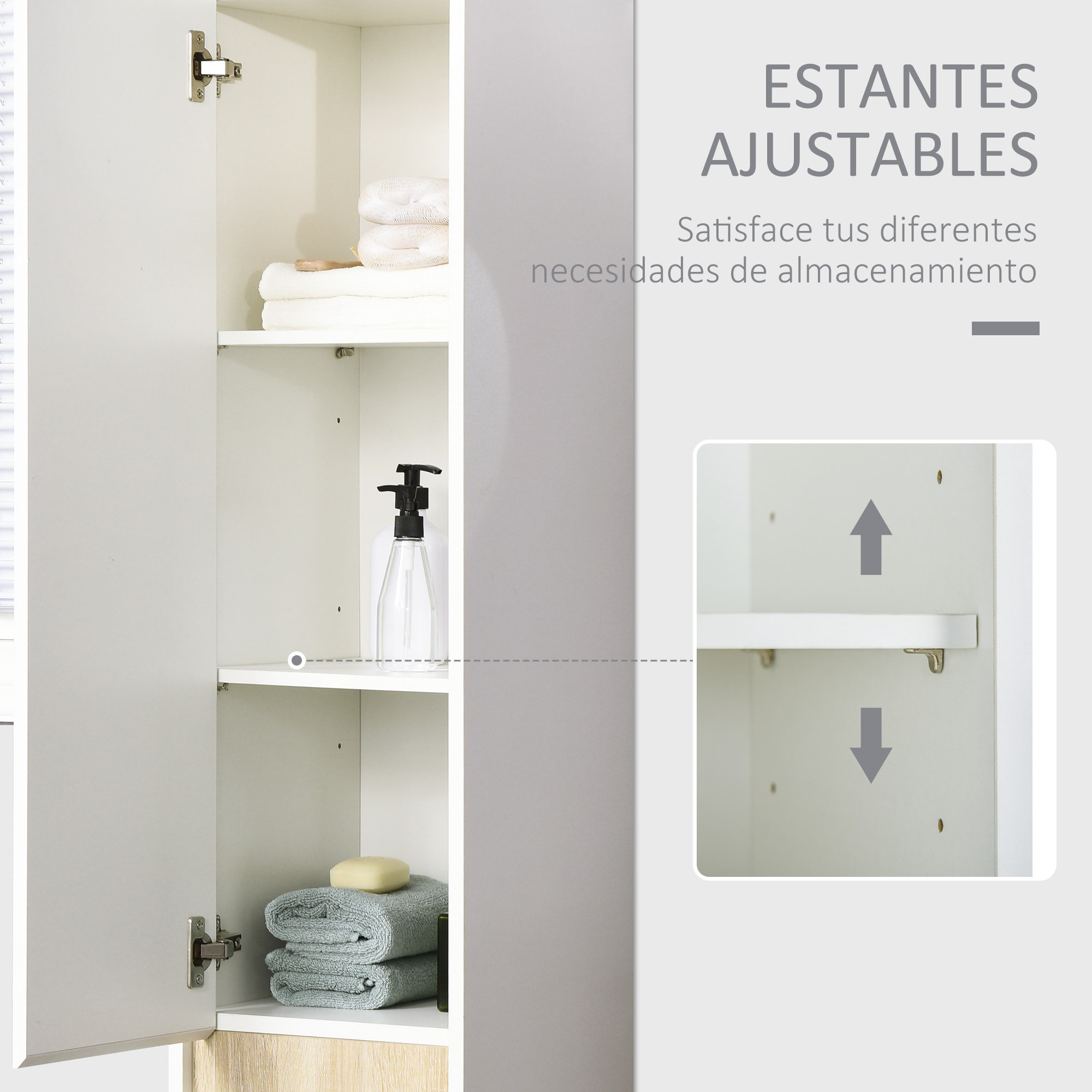 Armario Alto de Baño de 5 Niveles con Estantes Ajustables 30x33x165 cm Blanco