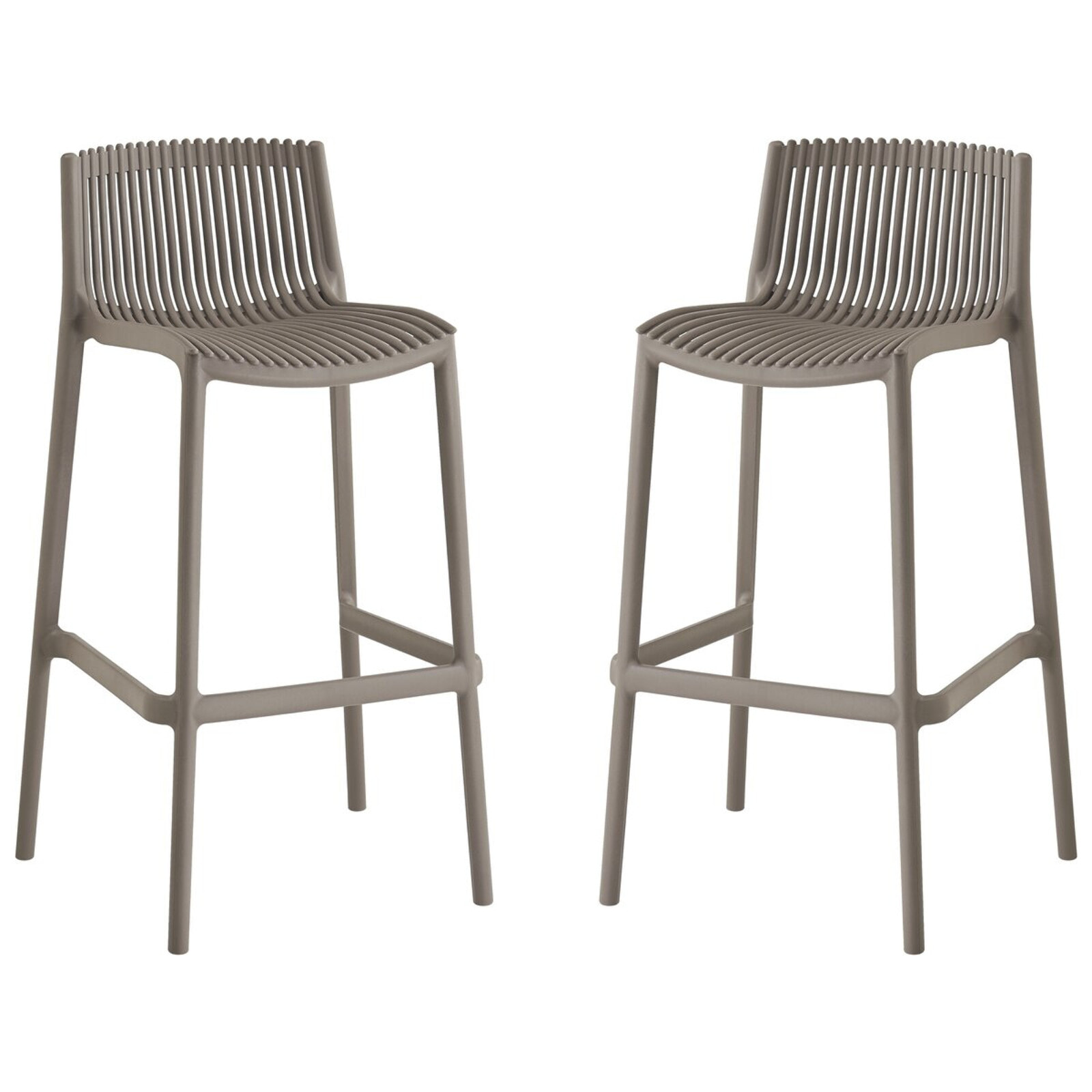 Lot de 2 chaises hautes empilables en plastique "Néora" - Taupe