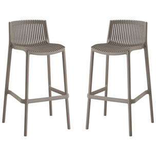 Lot de 2 chaises hautes empilables en plastique "Néora" - Taupe