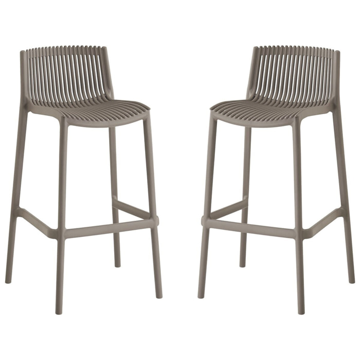 Lot de 2 chaises hautes empilables en plastique "Néora" - Taupe