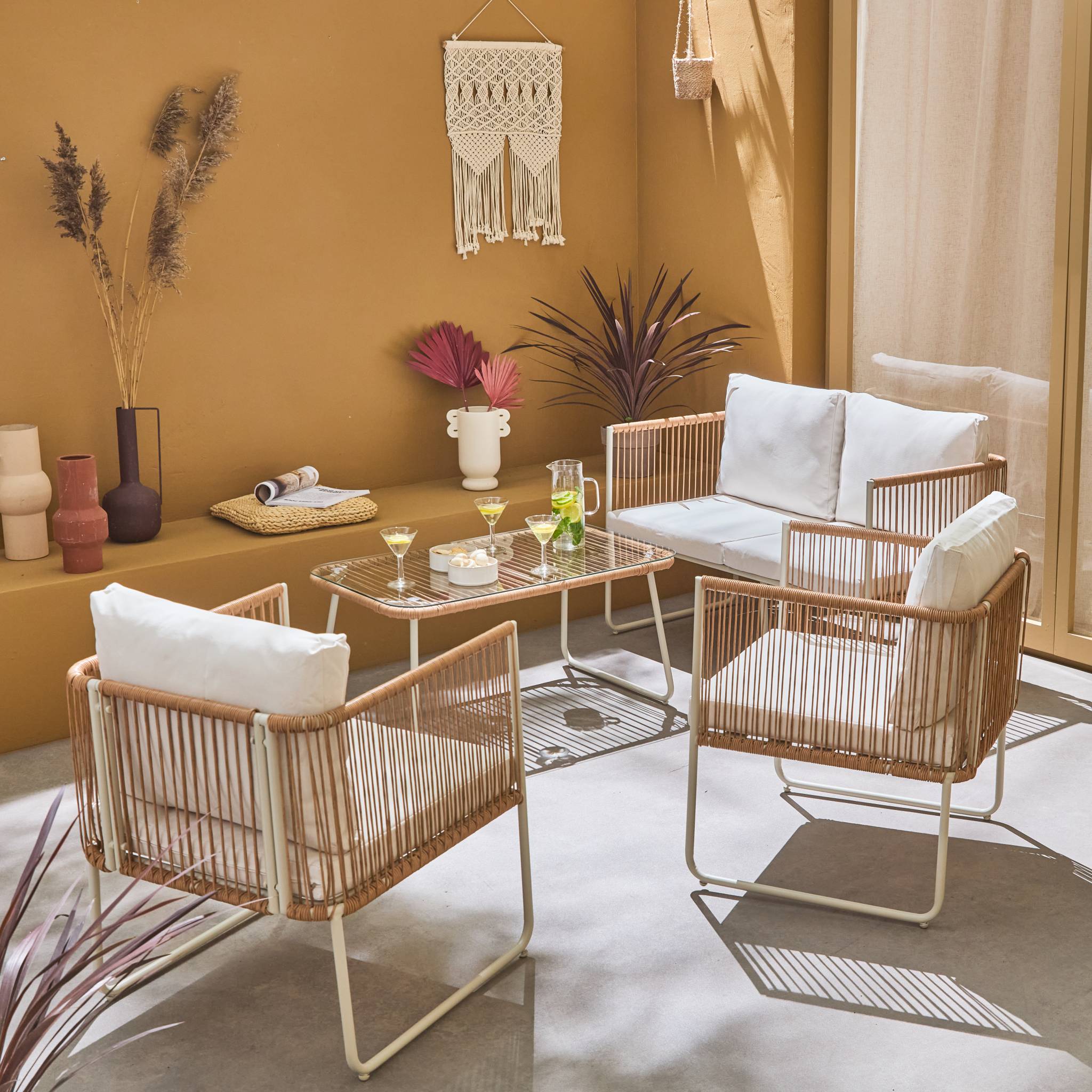 Salon de jardin acier galvanisé et cordage 4 places CESENA