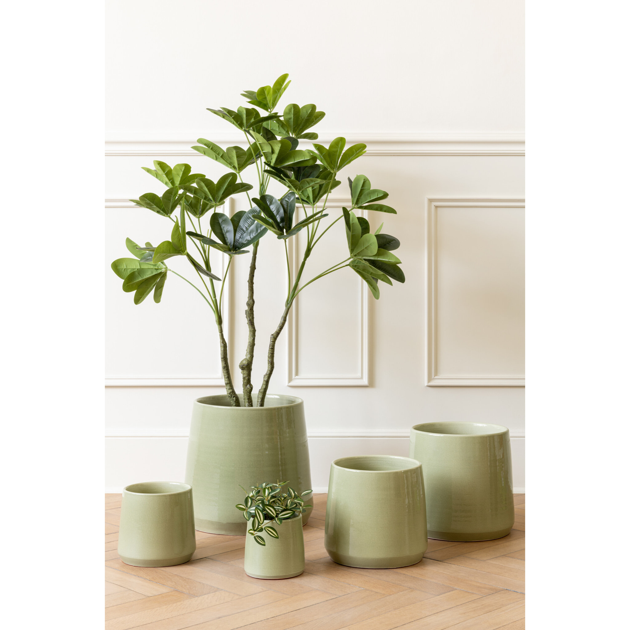 J-Line cache-pot Rond - céramique - vert - extra small - 2 pièces - Ø 13.5 cm