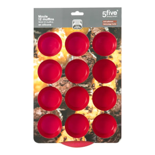 Moule 12 muffins silicone- Rouge Silicone Pro