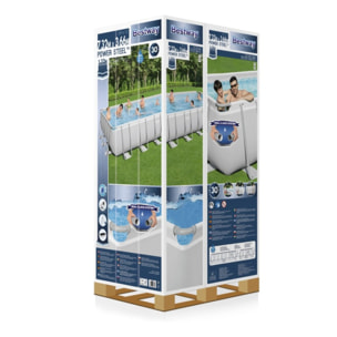 Bestway Piscine hors sol - Rectangulaire - Power Steel - Gris clair - 732 x 366 x 132 cm