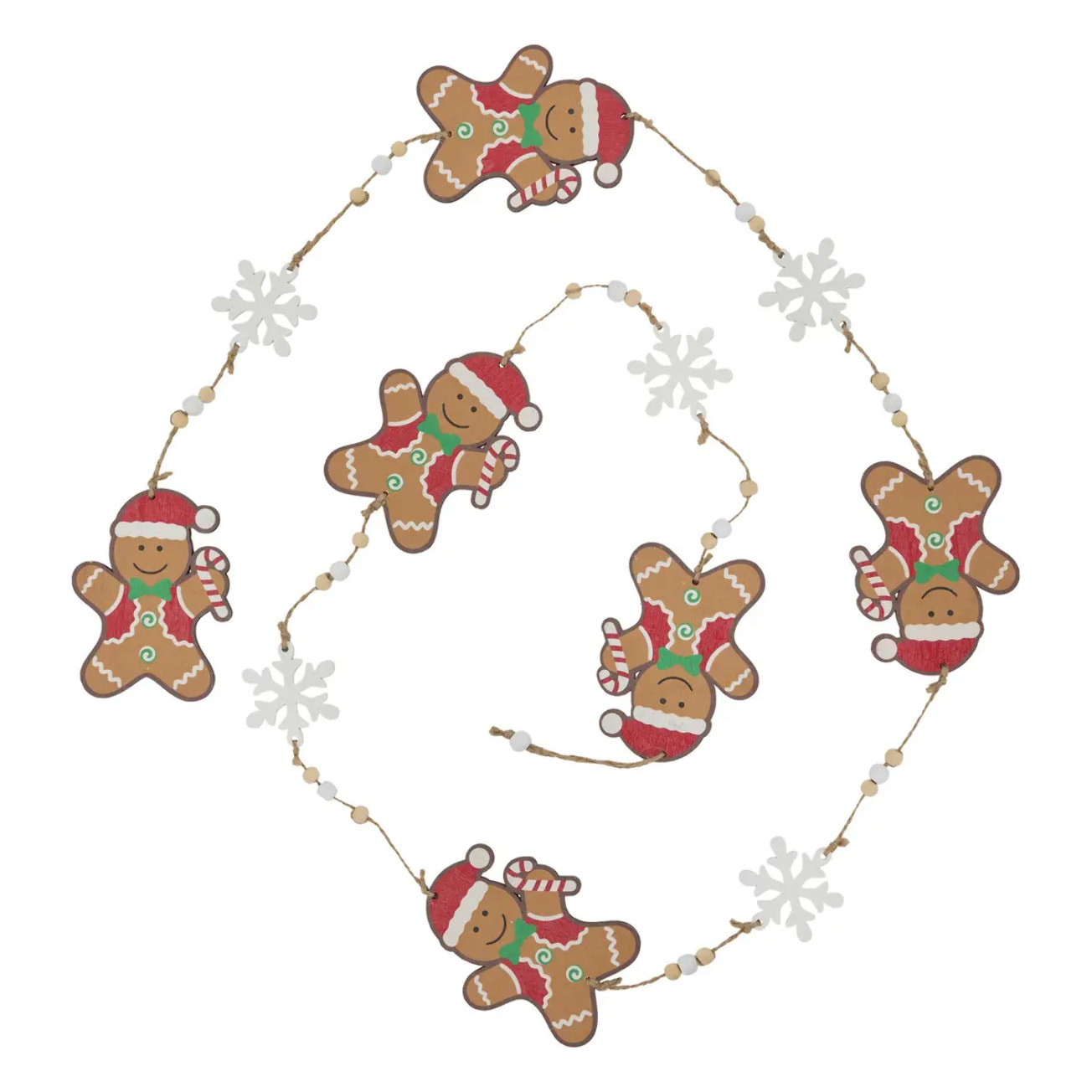 Guirlande pain d'épice l.1,8m bois assorti