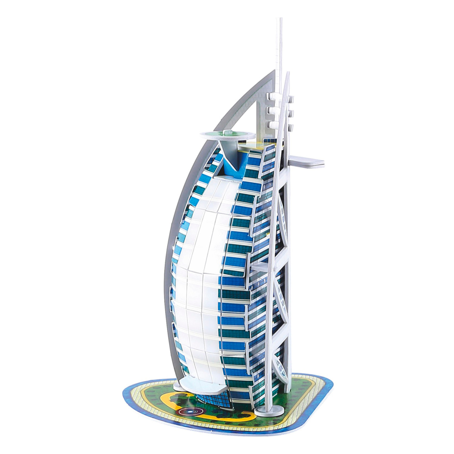 Puzzle 3D in cartone dell'hotel Burj Al Arab situato a Dubai. 17 pezzi.