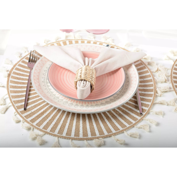 Lot de 6 Assiette à dessert rose unie - coachella