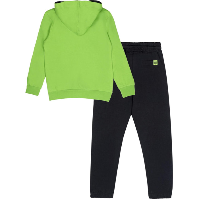 Chándal infantil Leone Boxing de algodón sin cepillar con capucha y cremallera.
