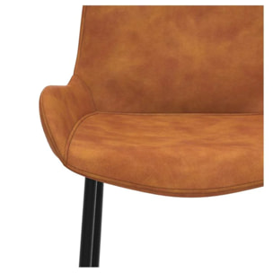 Lot de 2 chaises pour îlot central 65 cm en cuir synthétique camel - Pirata