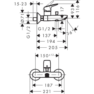 Mitigeur bain/douche chromé Logis