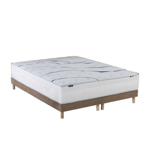 Ensemble matelas mémoire de forme ALTEA + sommier, chenille bouclettes Moka