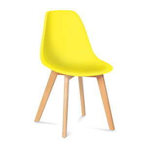 Chaises Arkea assise jaune et pieds bois - lot de 6