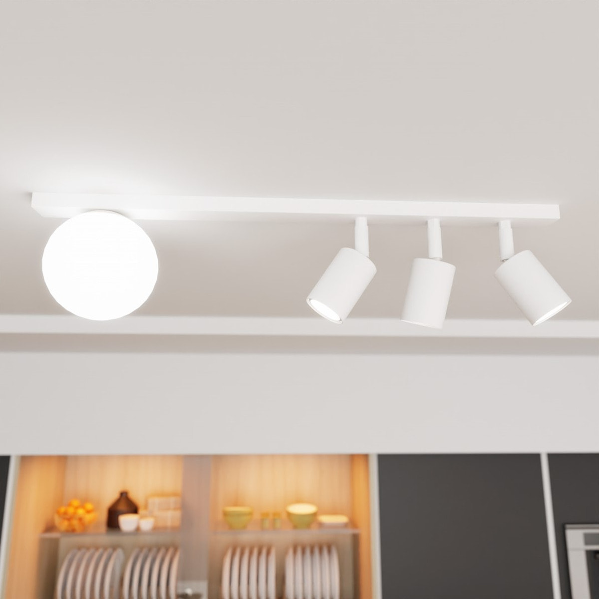 Faretto da soffitto Baster in acciaio bianco opaco