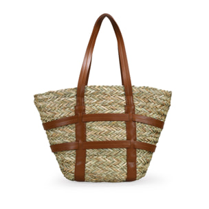 Capazo grande de hombro en rafia natural