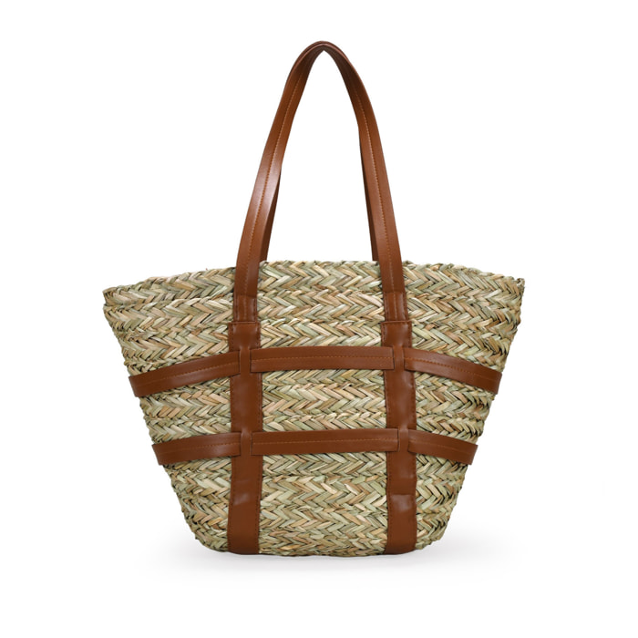 Capazo grande de hombro en rafia natural