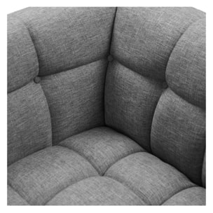 Fauteuil capitonné en tissu gris - Carmen