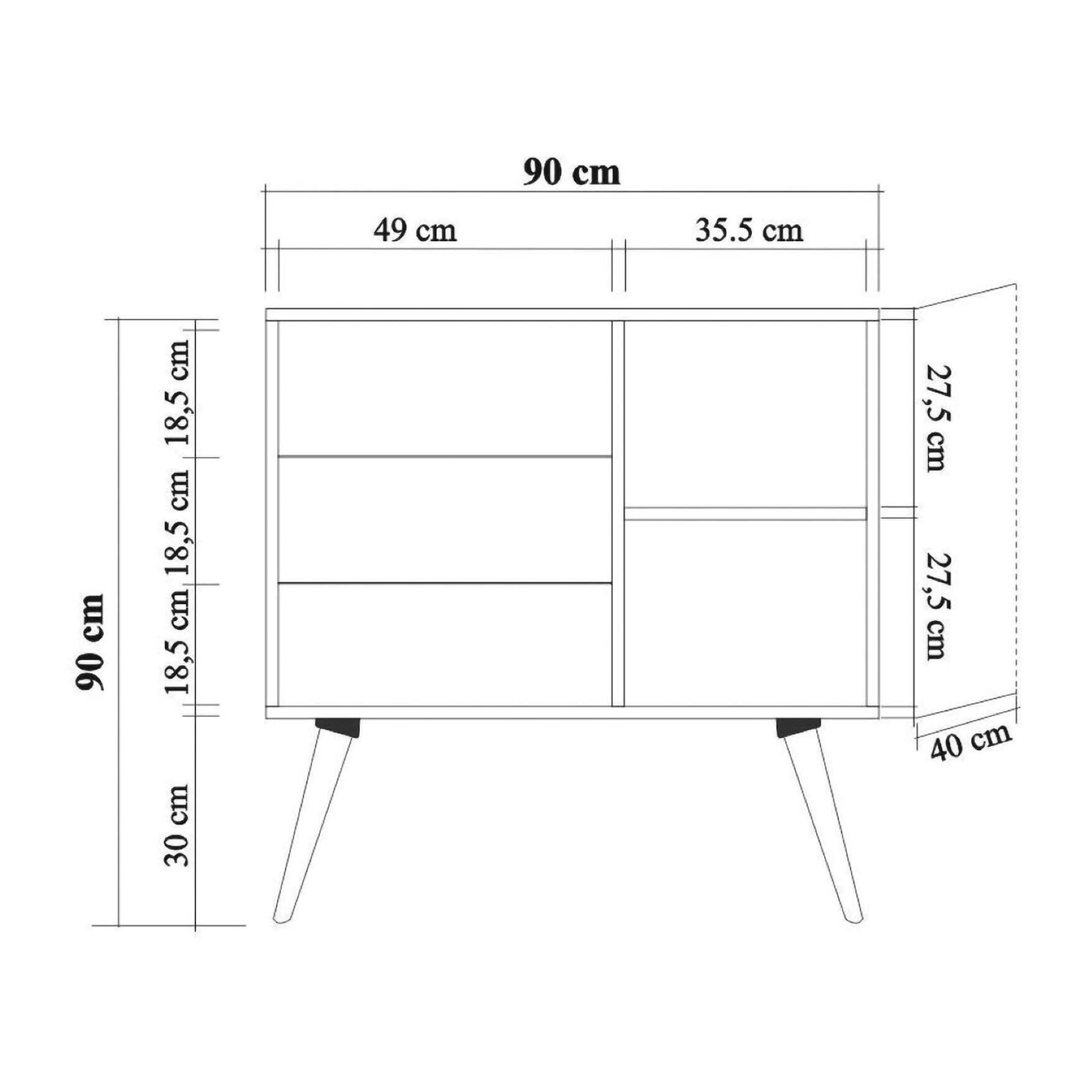 Cassettiera Dferrett, Settimino multiuso, Comò camera da letto, Mobile con cassetti, 90x40h90 cm, Quercia