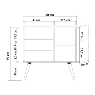 Cassettiera Dferrett, Settimino multiuso, Comò camera da letto, Mobile con cassetti, 90x40h90 cm, Quercia