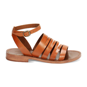 Sandali gladiatori cognac in vacchetta