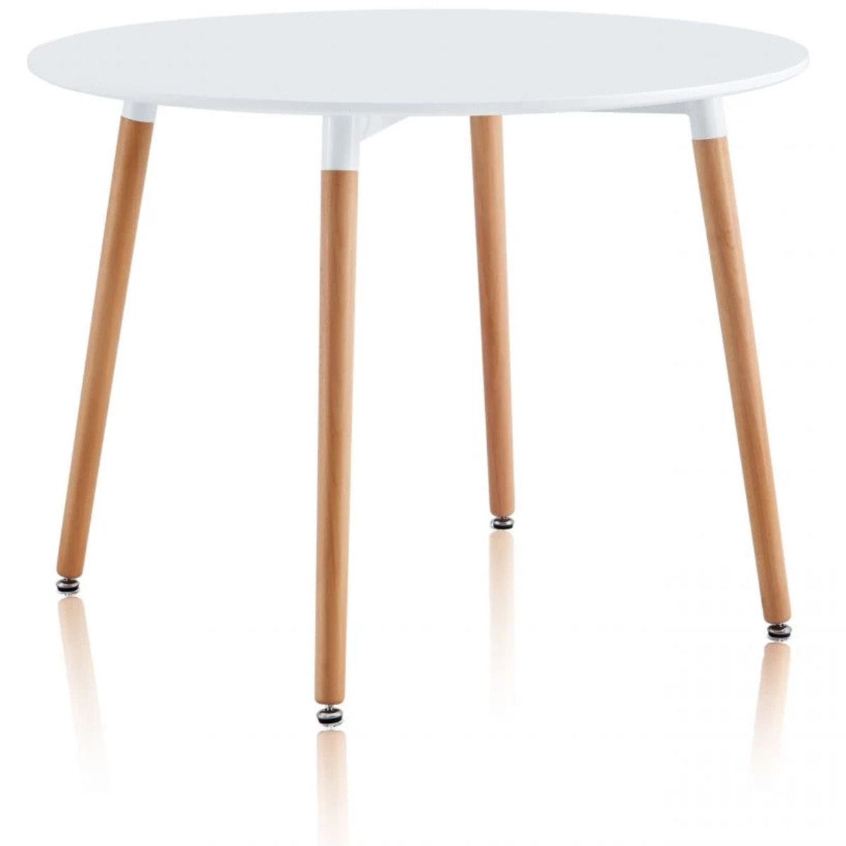 Mesa de comedor redonda Skandia Blanco - Madera de haya