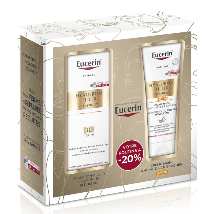 Hyaluron-Filler + Elasticity - Coffret Sérum 3D 30ml + Crème Mains Anti-Age SPF30 75ml