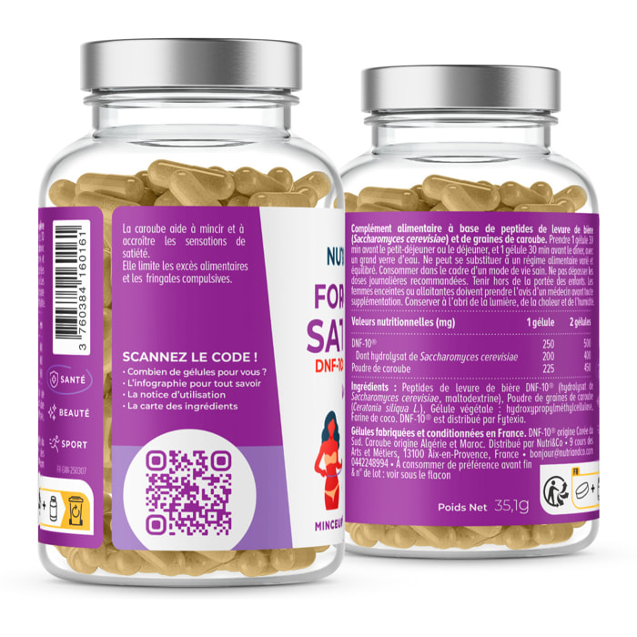 Nutri&Co Formule Satiété - Coupe Faim Puissant DNF-10® et Caroube Réduction d'Apétit - 60 gélules