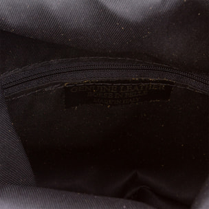 Borsa a Spalla da Donna Cenerente Vera Pelle Scamosciata Made in Italy 24x3x19 Cm. Marrone chiaro