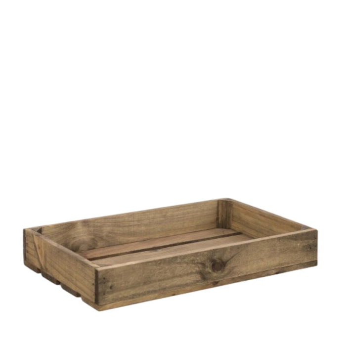 Caja de madera maciza en tono roble oscuro pequeña Alto: 7.5 Largo: 49 Ancho: 29.5