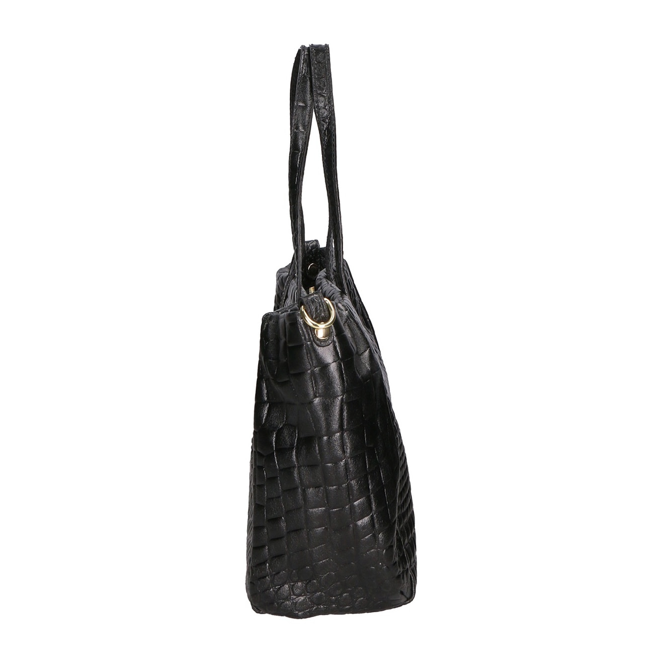 Borsa a spalla da donna - Modello Lorella - Vera pelle croco - 37.0 x 23.0 x 10.0 cm