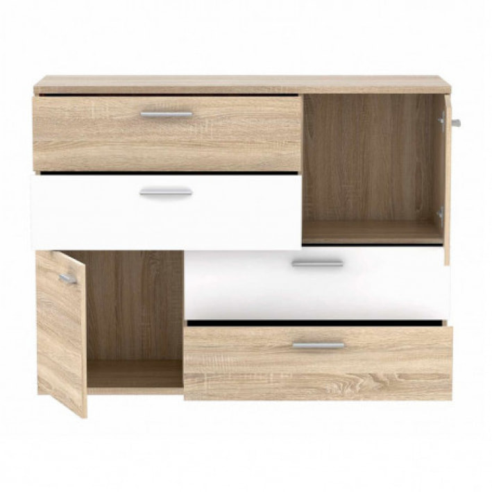 Commode 2 portes 4 tiroirs en bois - 5 coloris - SKY
