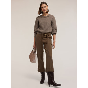 Motivi - Pantalones cropped de gabardina - Verde militare