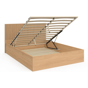 Lit coffre Faustine 140x190cm tête de lit lattes