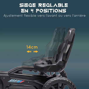 Kart à pédales enfant Go kart Formule 1 Racing aileron avant carter chaine fermé siège réglable avec ceinture noir