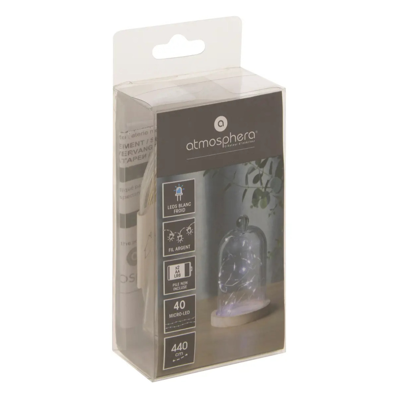 Guirlandes "Anya" 40 microLED à pile argent blanc froid L400cm