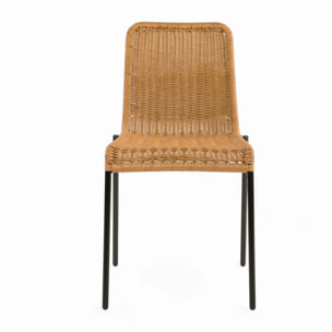 Lot de 2 chaises intérieur/extérieur en résine tressée naturelle - Sirivara