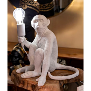LAMPADA DA TAVOLO MONKEY SEDUTA BIANCA CM 33X33X32