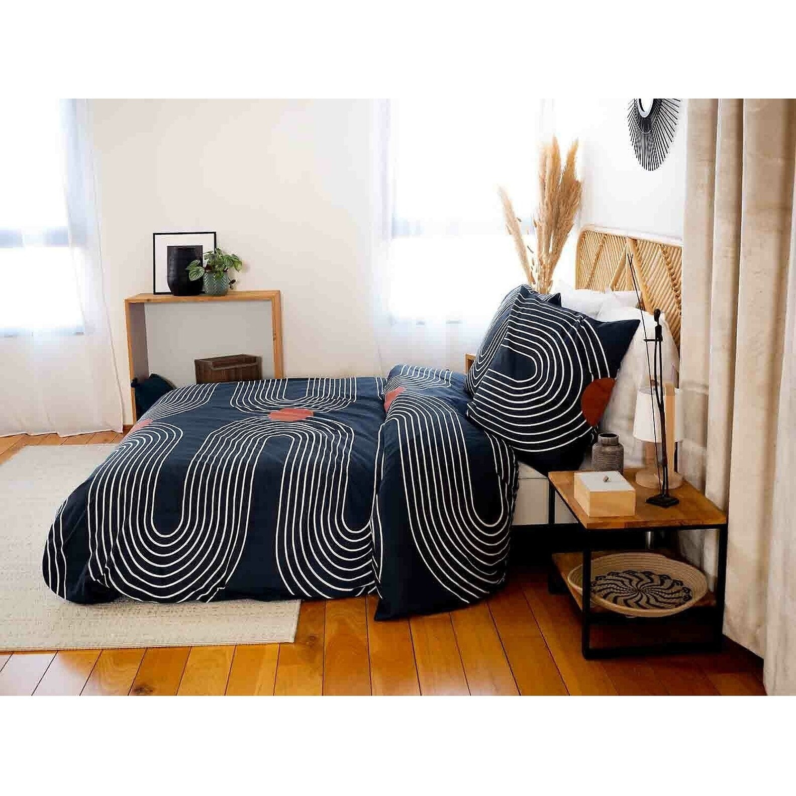 Parure Housse De Couette 3pcs 100% Coton 57 Fils Cuts