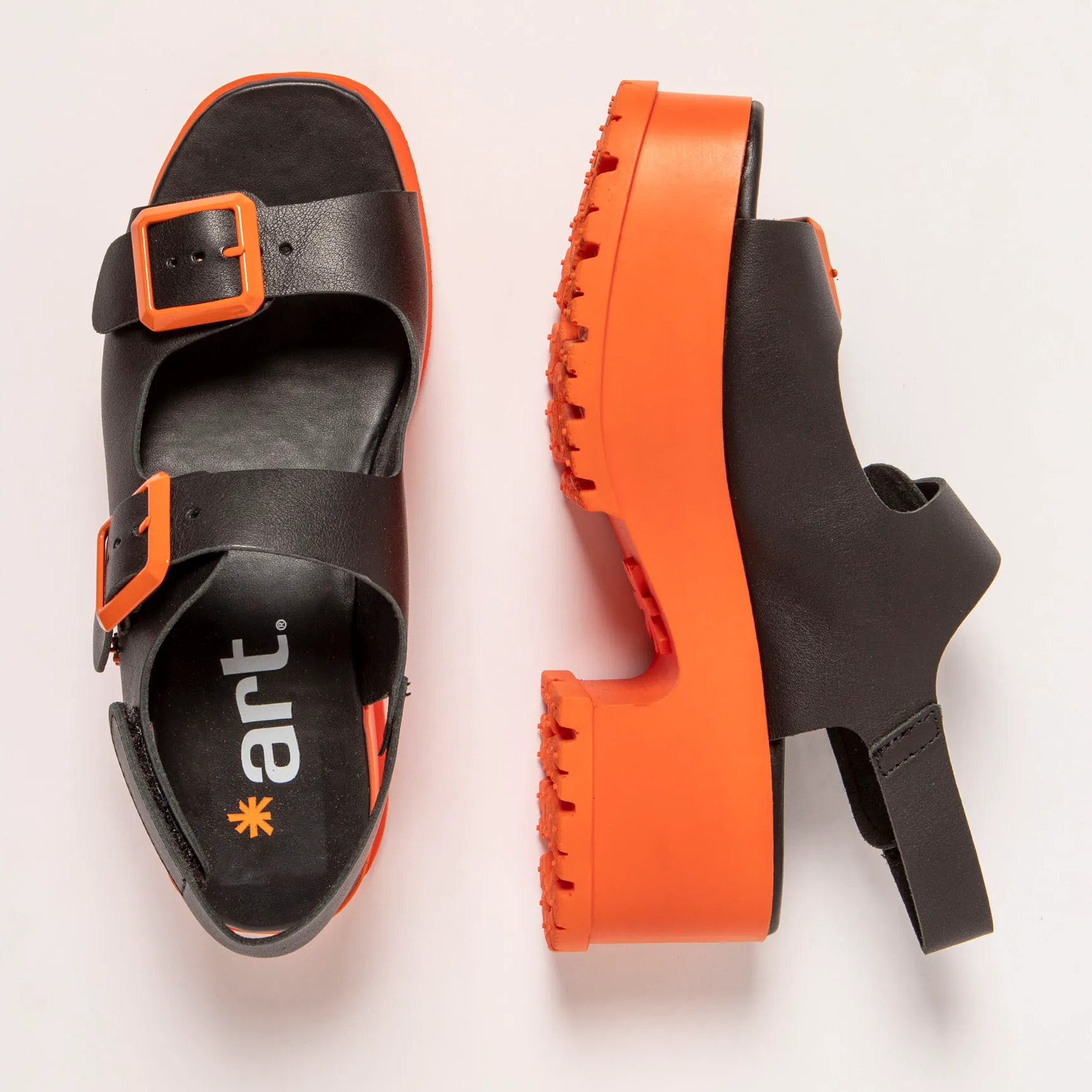 Sandalias con tacón 1821 NAPPA BLACK-ORANGE/ MANCHESTER color Black-orange