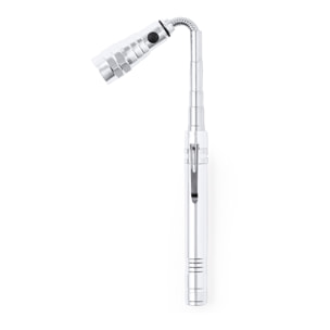 Torcia estensibile e flessibile in alluminio Lachman con 3 LED, magnete, batterie a pulsante incluse e clip metallico.