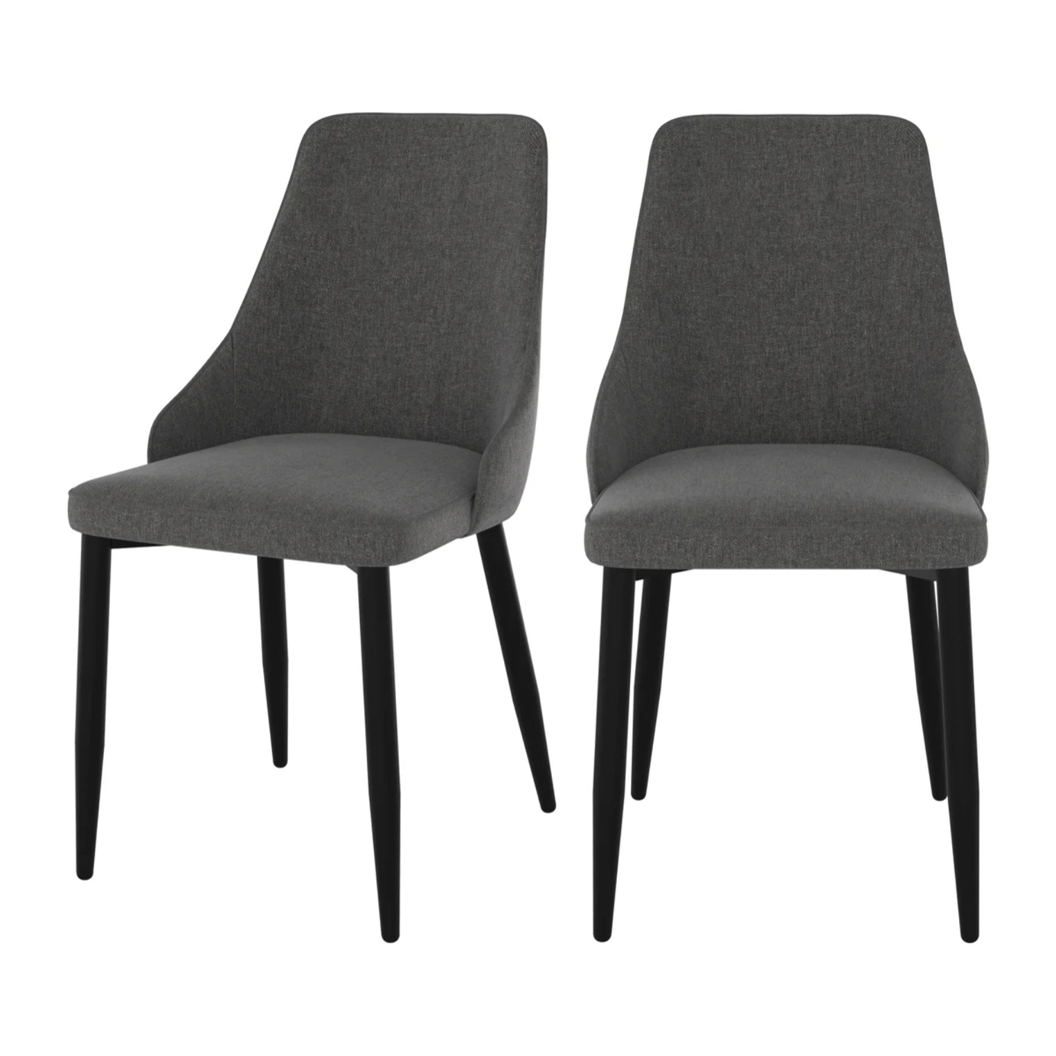 Lot de 2 chaises en tissu gris foncé et pieds en métal - Pipo