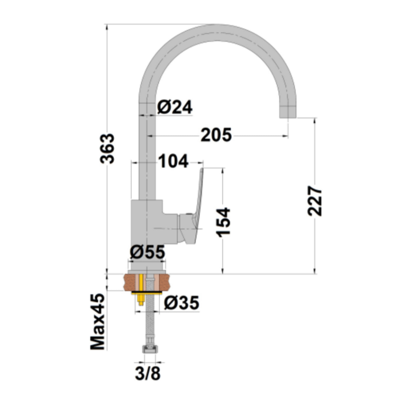 Mitigeur lavabo mobile PAINI Ruby Chrome