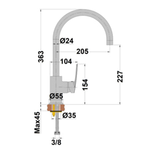 Mitigeur lavabo mobile PAINI Ruby Chrome