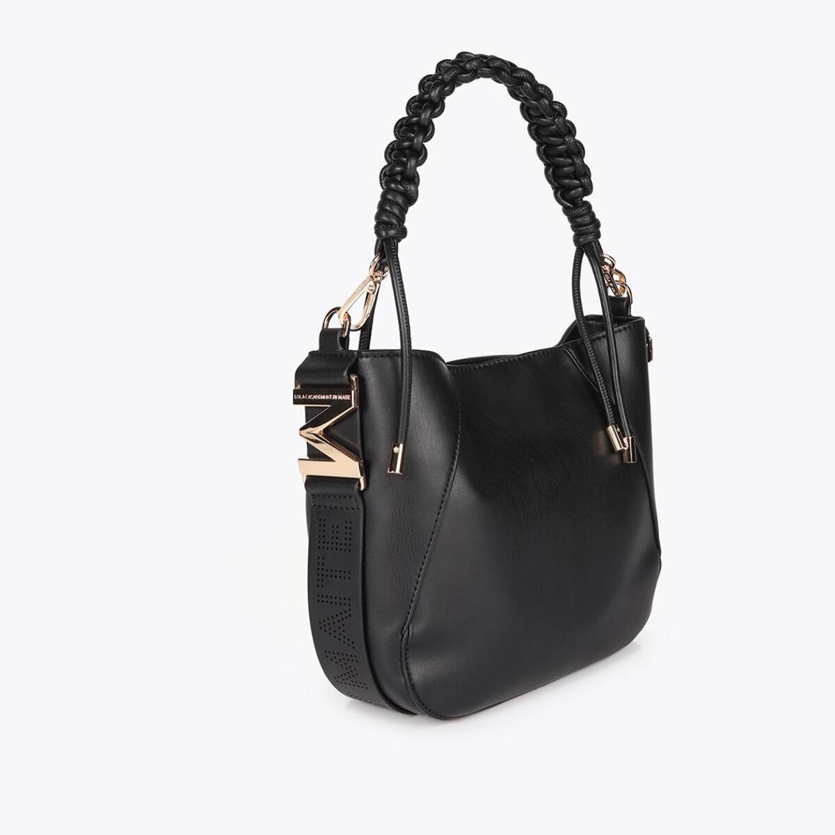 Borsa con manico intrecciato effetto pelle